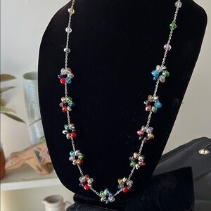 Colorful Floral Crystal Beaded Necklace